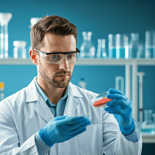 Scientist examining a sample